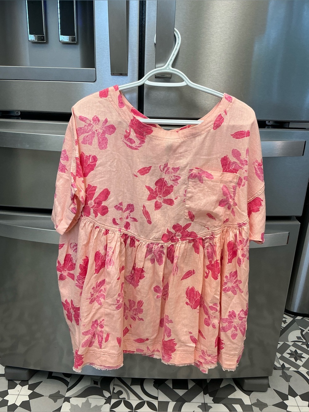 Free People Pink Floral Top, Size S